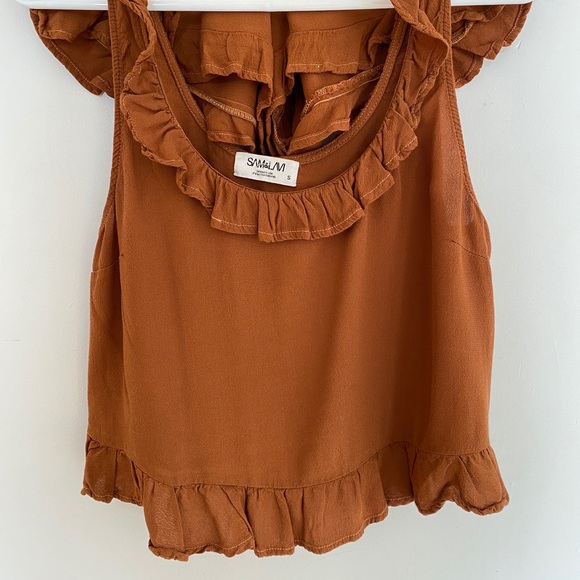 Cognac Two Piece Ruffle Tank/Short Set - Picture 2 of 7